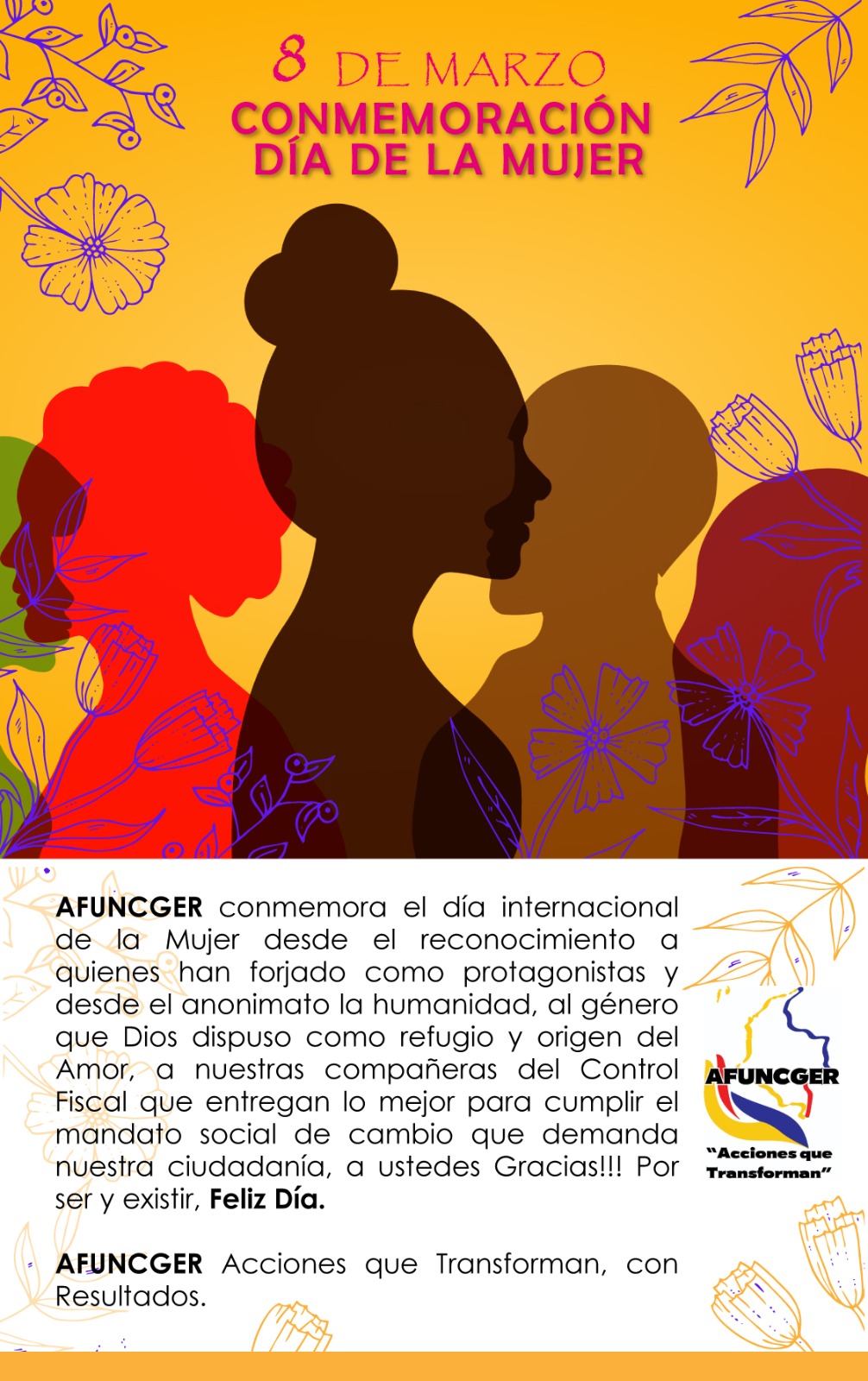 8 De Marzo Día Internacional de la mujer AFUNCGER